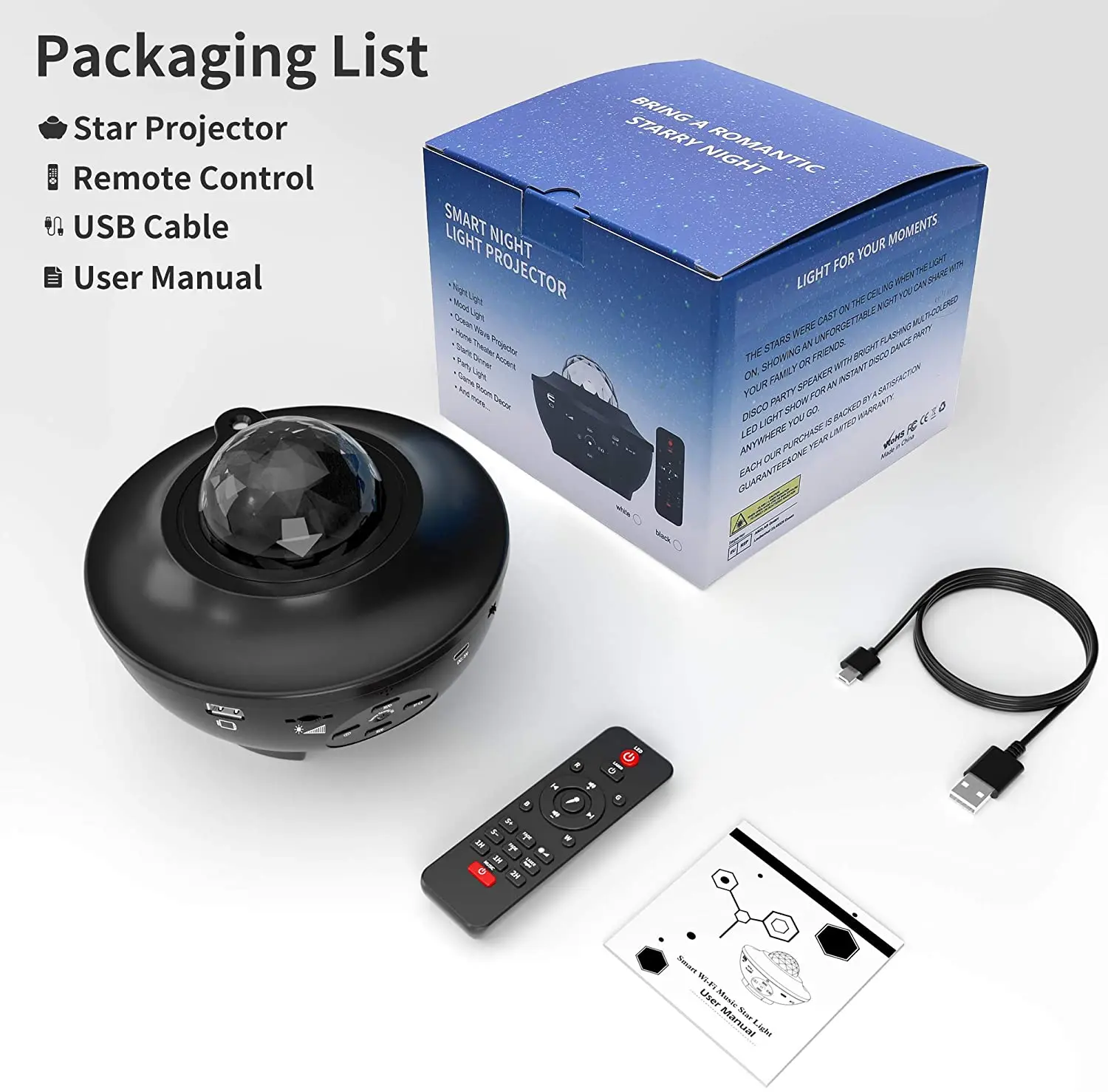 2021 Laser Star Light Night Baby Projector RGB LED Ster Music BT Lamp Work with Remote Starry USB Projector