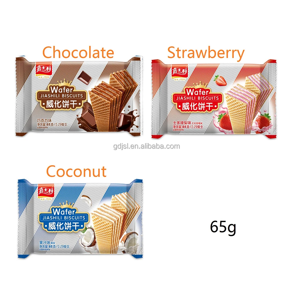 65g Wafer biscuit Snacks Coconut Cream Wafer Biscuits Wholesale Good Price Coconut Flavor