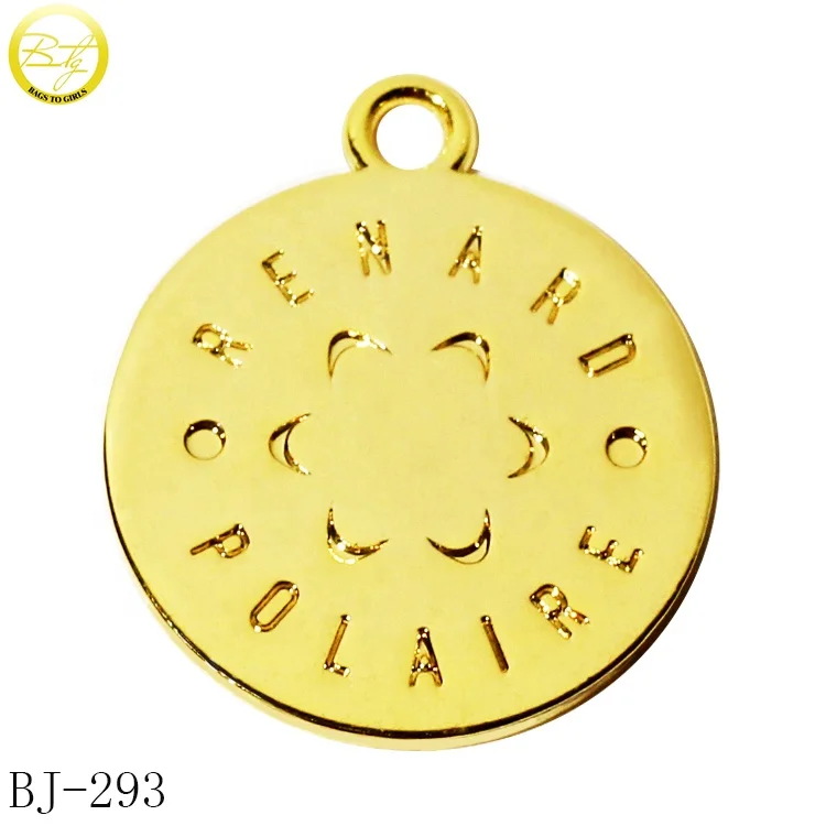 Custom Shape Jewelry Hang Tags Bracelet Accessory Decoration Alloy Gold Logo Dog Charms With Chain