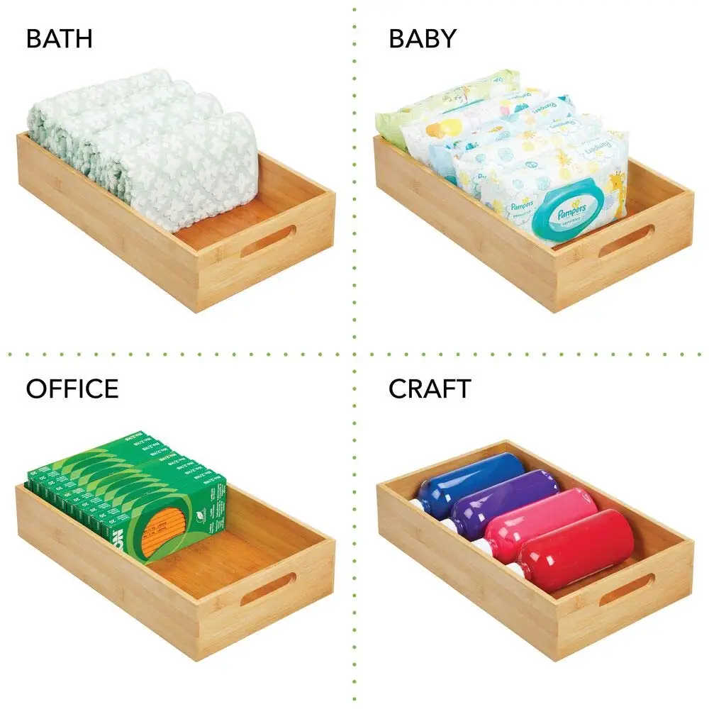 Long Bamboo Kitchen Fridge Drawer Organizer Tray food Storage trays for Cooking Utensils