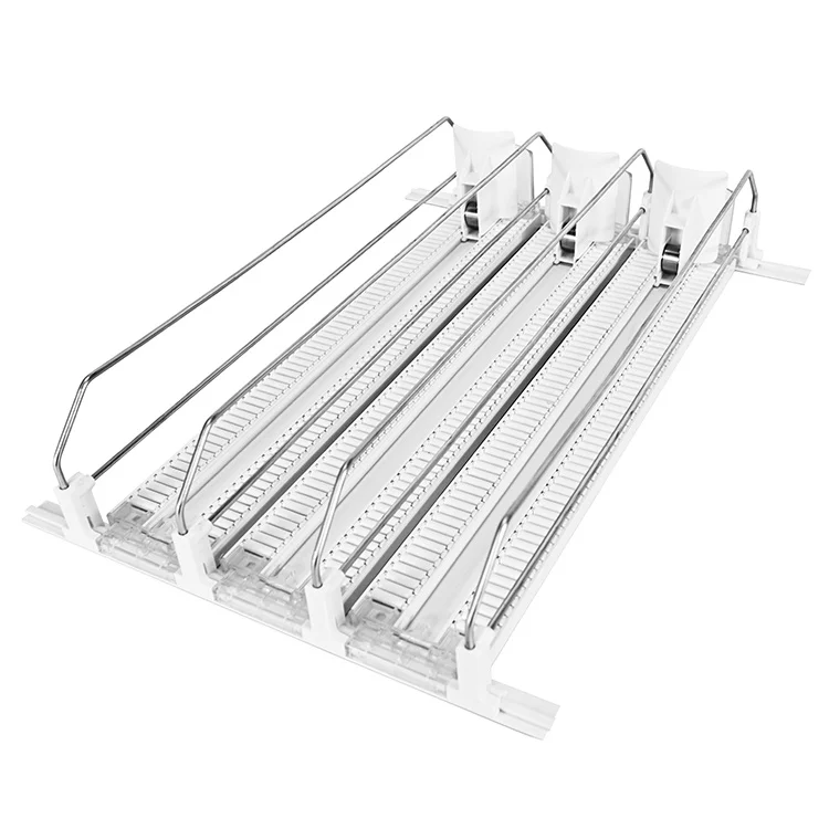 5 Lane Pusher Glide Drink Bottle Organizer Adjustable Beverage Spring Pusher Glide for Fridge