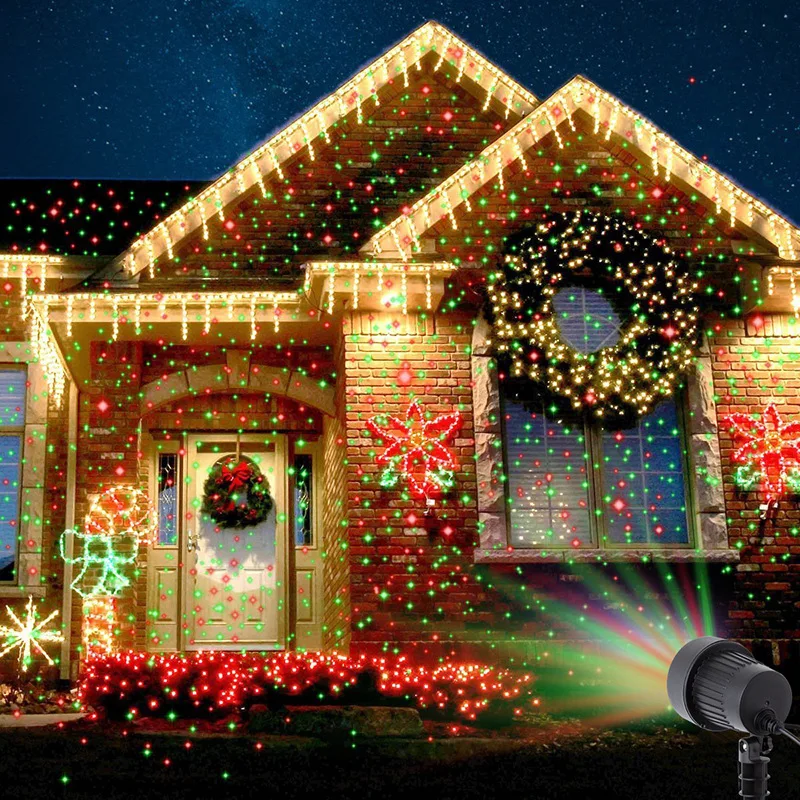 Outdoor Waterproof Landscape Lamp Lighting Christmas Projector Halloween Star Red Green Holiday Party Laser Lights With Remote