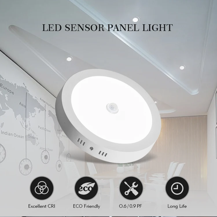 PIR motion sensor with 18W 24W surface round pot light in warehouse hallways
