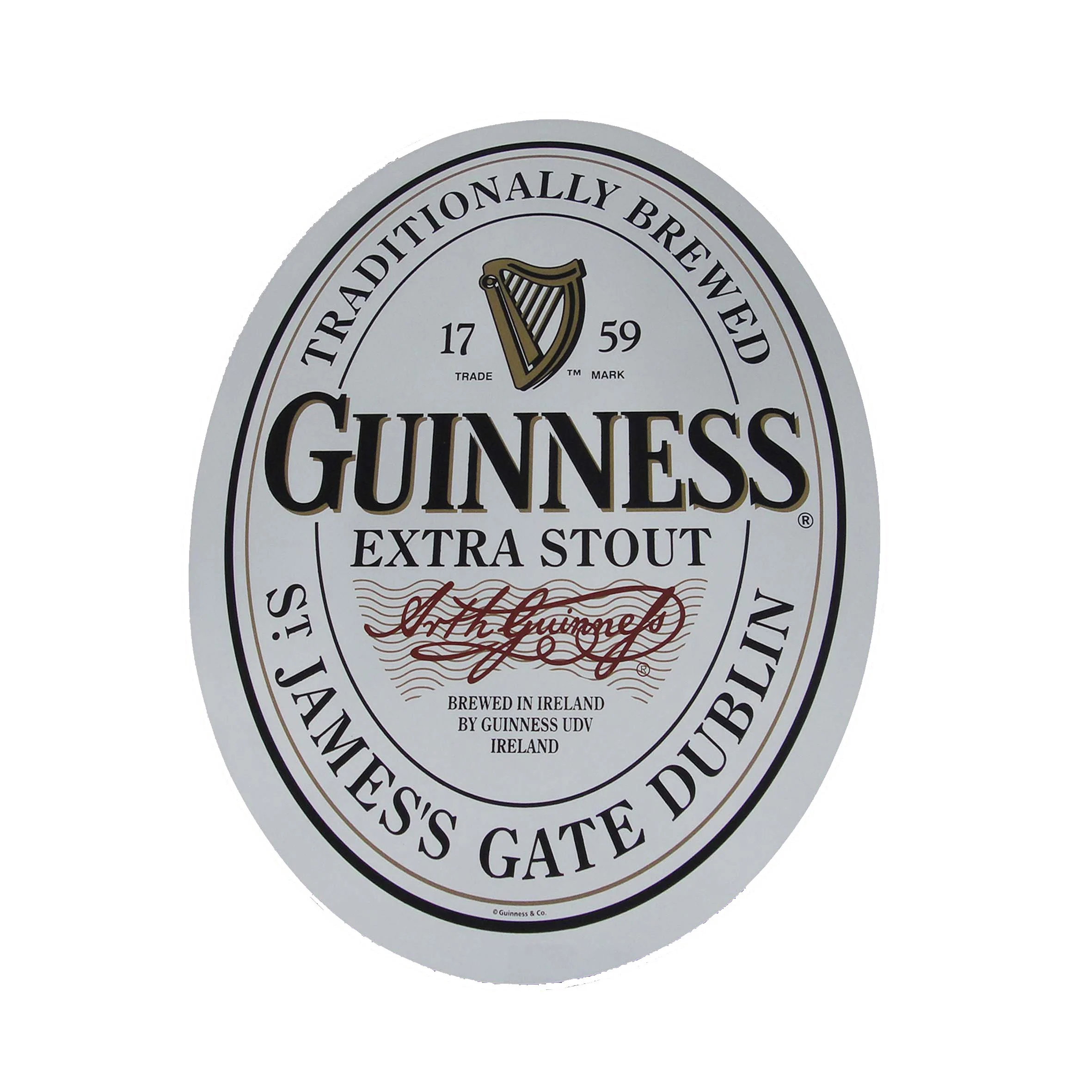 Guinness oval white  bar  mirror