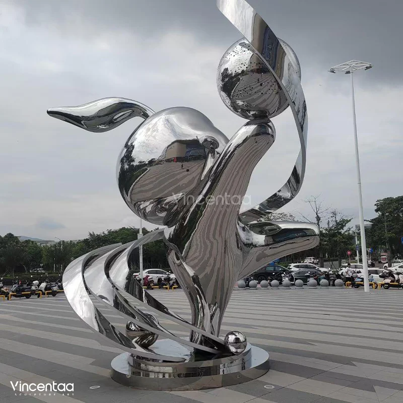 Vincentaa Modern Stainless Steel Rabbit Sculpture Custom Outdoor Park Art Decor Sculpture
