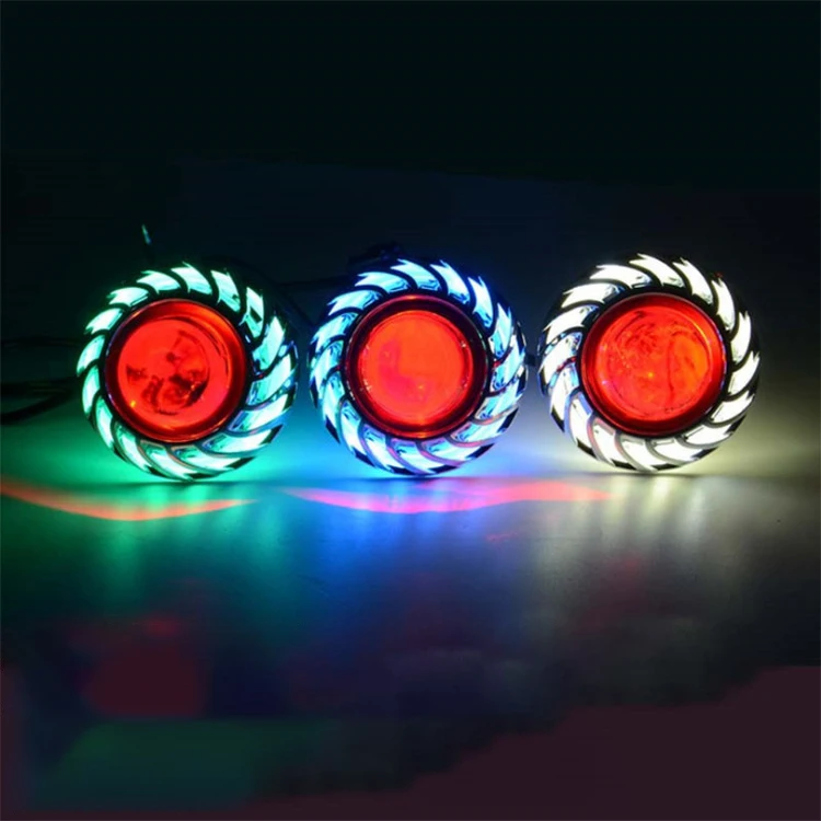 Dual Halo Angel Devil Eye Motorcycle Headlight 12V-85V Moto Projector Lamp Hi/Lo Beam LED Fog Spot Light Motorbike Accessories