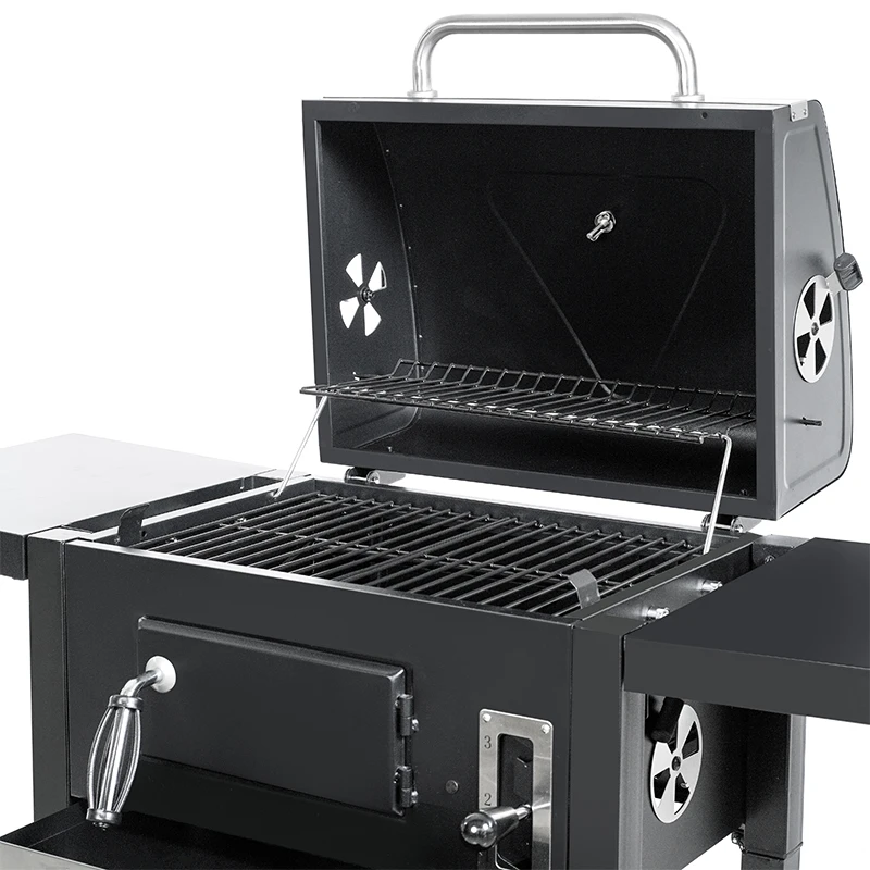 22 inch Charcoal BBQ Grill Outdoor Smoker with Side Table for Camping Outdoor Cooking Picnic Patio Cooking Backyard Party