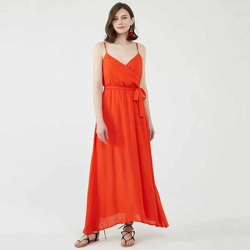 Factory Wholesale Long Dress Summer Dresses Red Maxi Women Casual