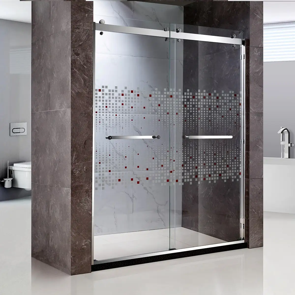 Modern Glass Bathroom Stand Shower Room with Sliding Door Frameless and Square Appearance for Hotels on Clear Sale