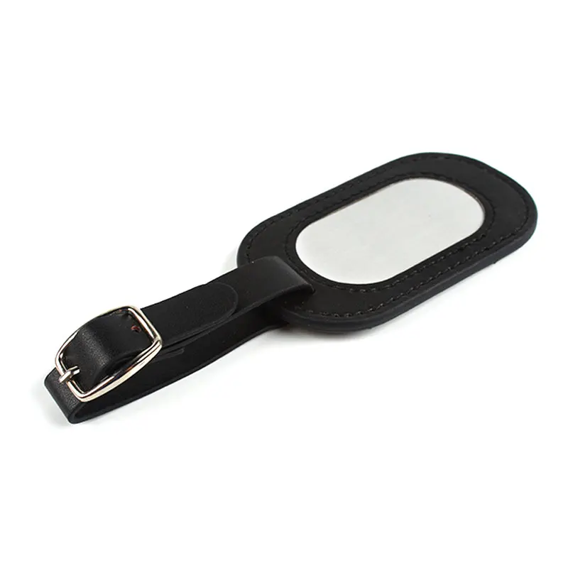 Golf metal luggage tag long wholesales custom make pu leather personalized bag golf bag tag black