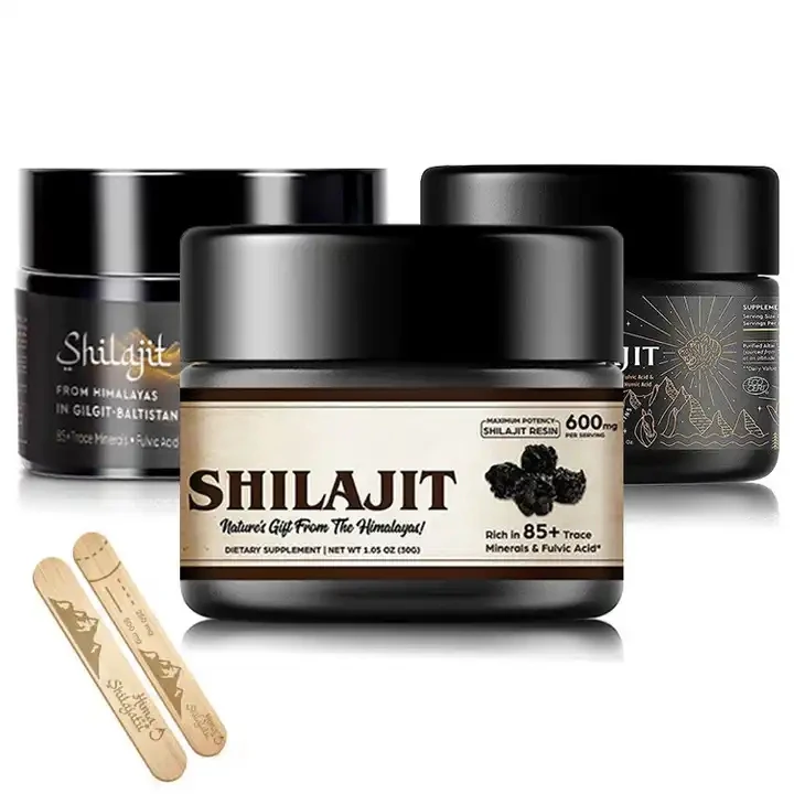 Organic Shilajit Resin pure himalayan shilajit supplements capsules 10% Fulvic Acid Liquid Gold Shilajit Resin