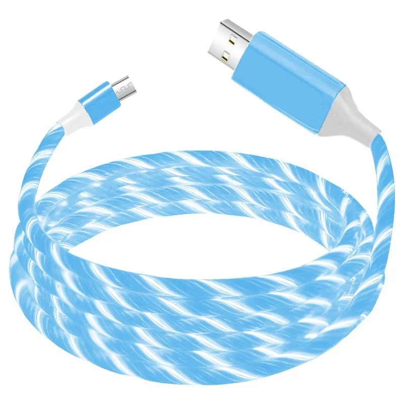 Быстрое зарядное устройство Micro USB Тип C LED Свечение течет USB Дата-кабель 8 Pin зарядный кабель для мобильного телефона