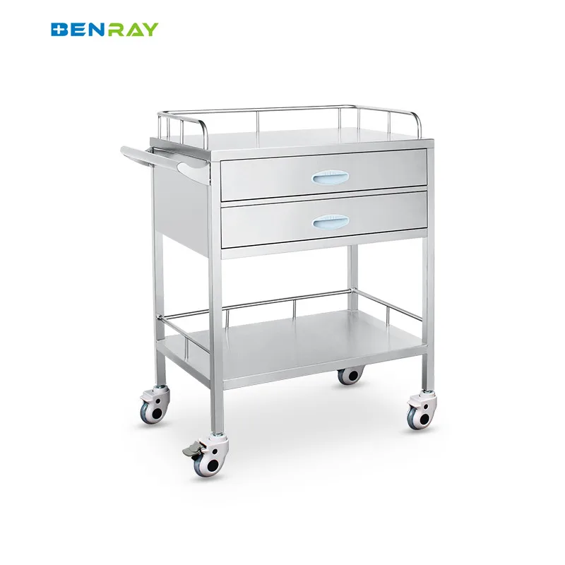 Emergency Trolley Medicine Cart Drug Dispensing Vehicle Suitable Treatment Stainless Steel Medicine Trolley