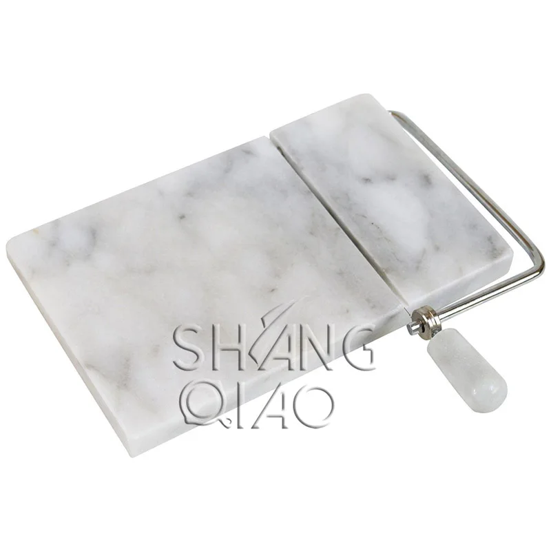 White Color Marble Cheese Slicer Cutting Board with Stainless Steel Wire