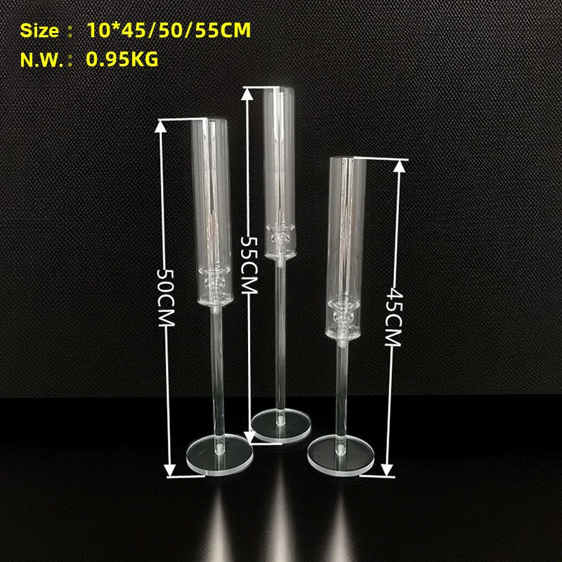 High Candelabra Wedding Centerpieces Single Acrylic Crystal Clear Taper Candle Stick Holder Solid Base Electric Candle Holder