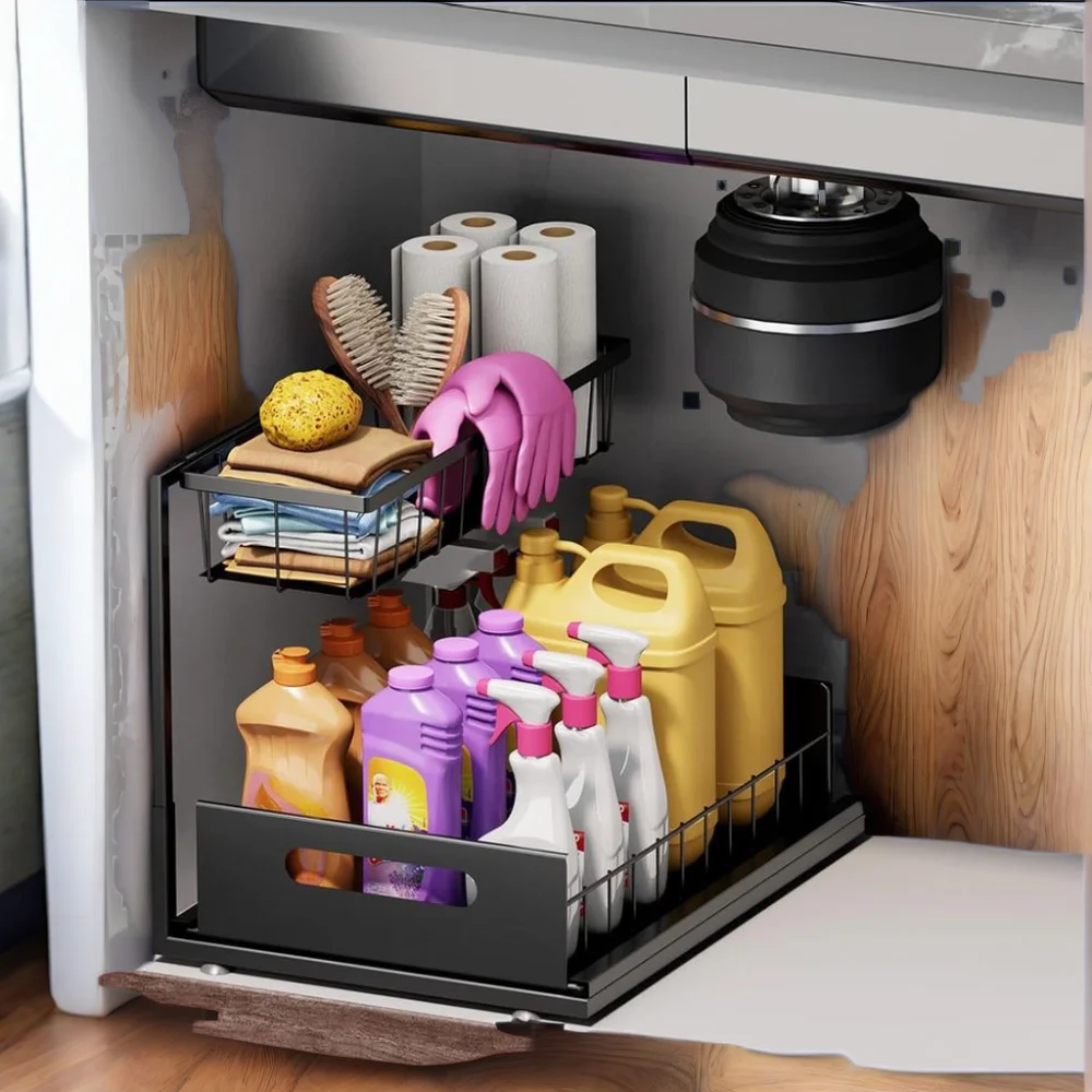 Hot Selling Kitchen Sink Organizer Metal Storage Cabinet with Under-Sink Organizers for Efficient Storage Holders & Racks