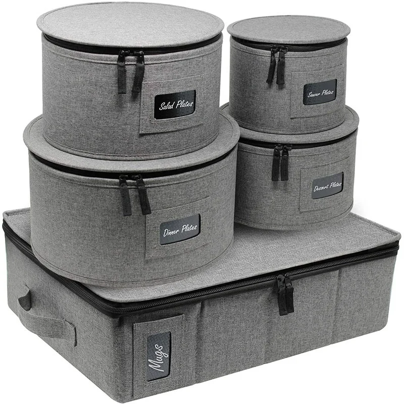 China Dinnerware Storage Organizer 5 Pieces Set Platter Storage Containers for for Protecting or Transporting