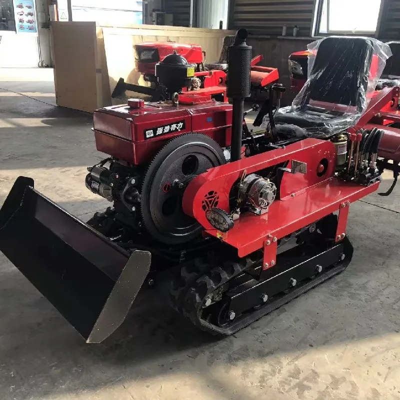 Bulldozer Tiller Multi-Function Agricultural Cultivator Machinery Farm Machine Rotary Garden Power Mini Crawler Tractor