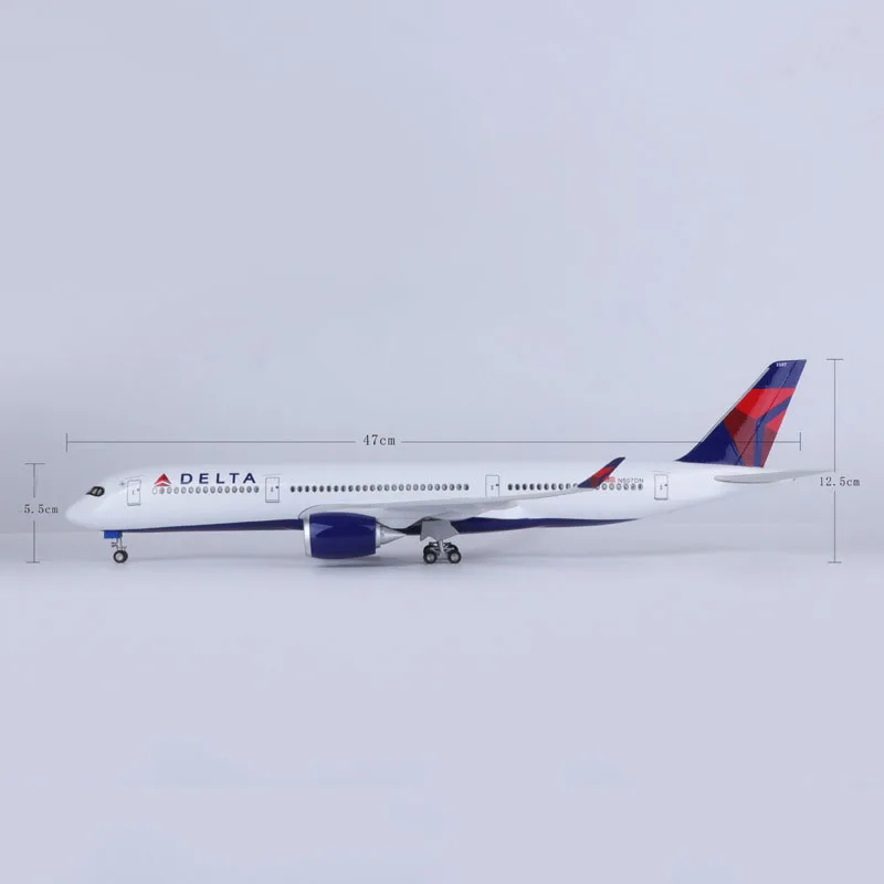 1:142 Scale 47CM Delta Air Lines Airbus A350 Aircraft Model Civil Aviation Passenger Aircraft Simulation Decoration Gift