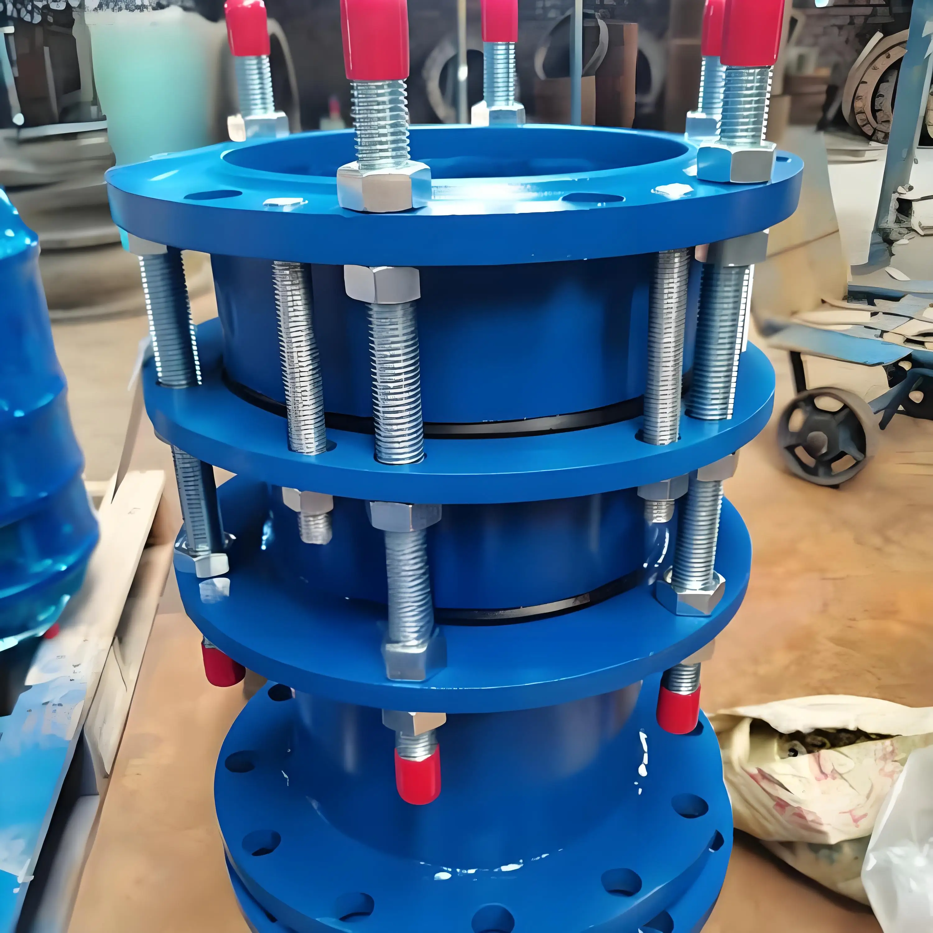 Dismantling Pipe Mechanical Coupling Carbon Steel Ductile Iron Blue Painting Casting Flange Expansion Joint Valve Parts