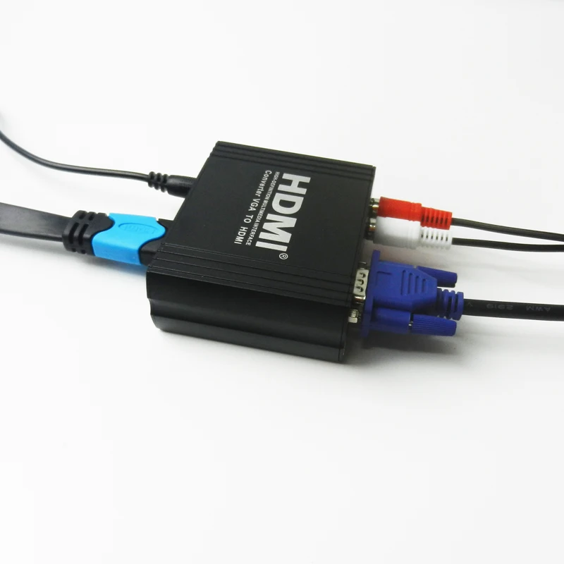 High quality Black Metal HD Video HDMI 1.4 to VGA+R/L Converter Support HDCP 1.4 1080P hdmi to vga splitter plug and play