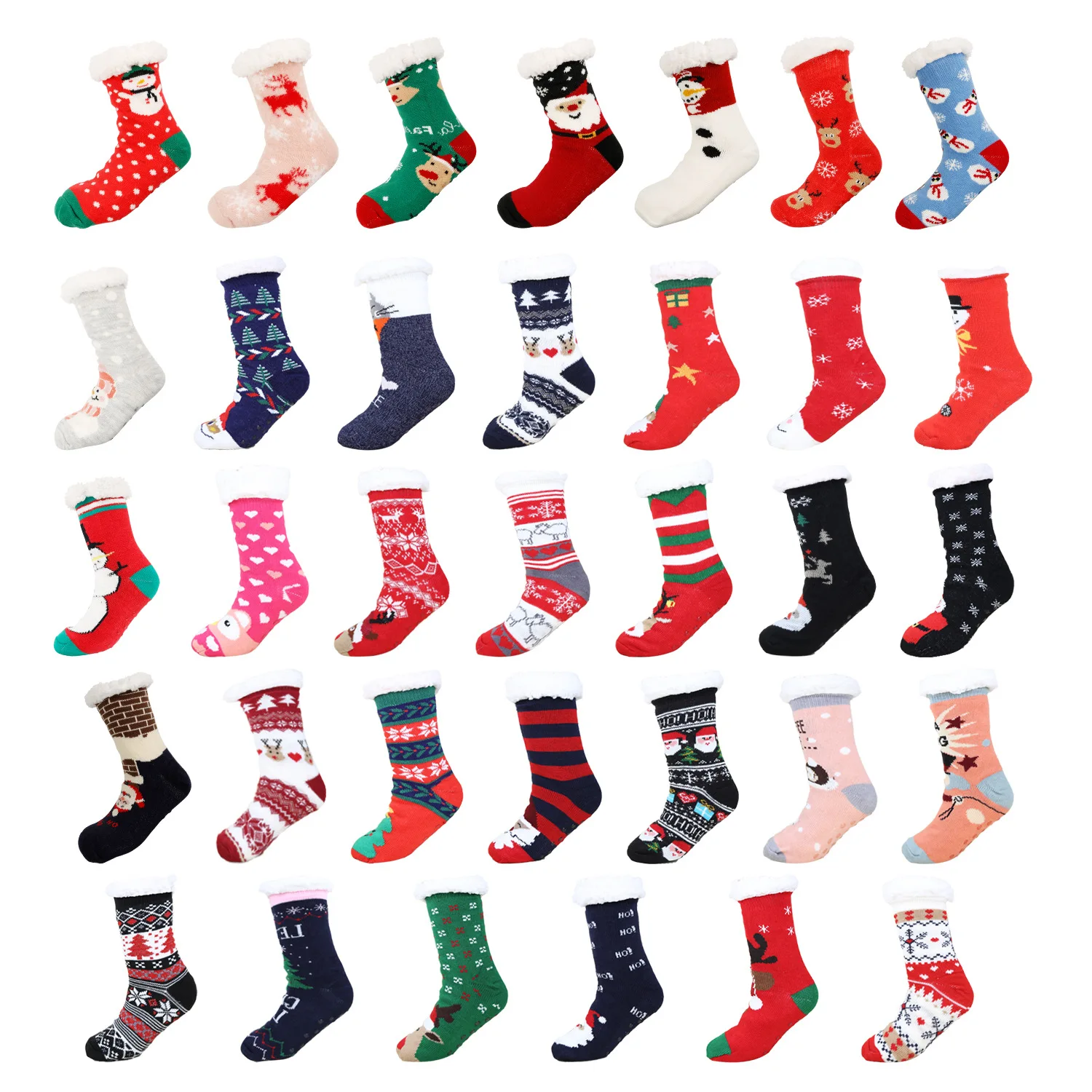 High Quality Custom Christmas Design Winter Warm Fuzzy Slipper Floor Anti Slip Fleece Socks