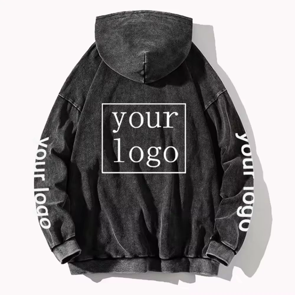 Hoodie Manufacturer Factory Wholesale Price Vintage Wash Cotton Sweatshirt Casual Loose Clothes Distressed Men Hoodie