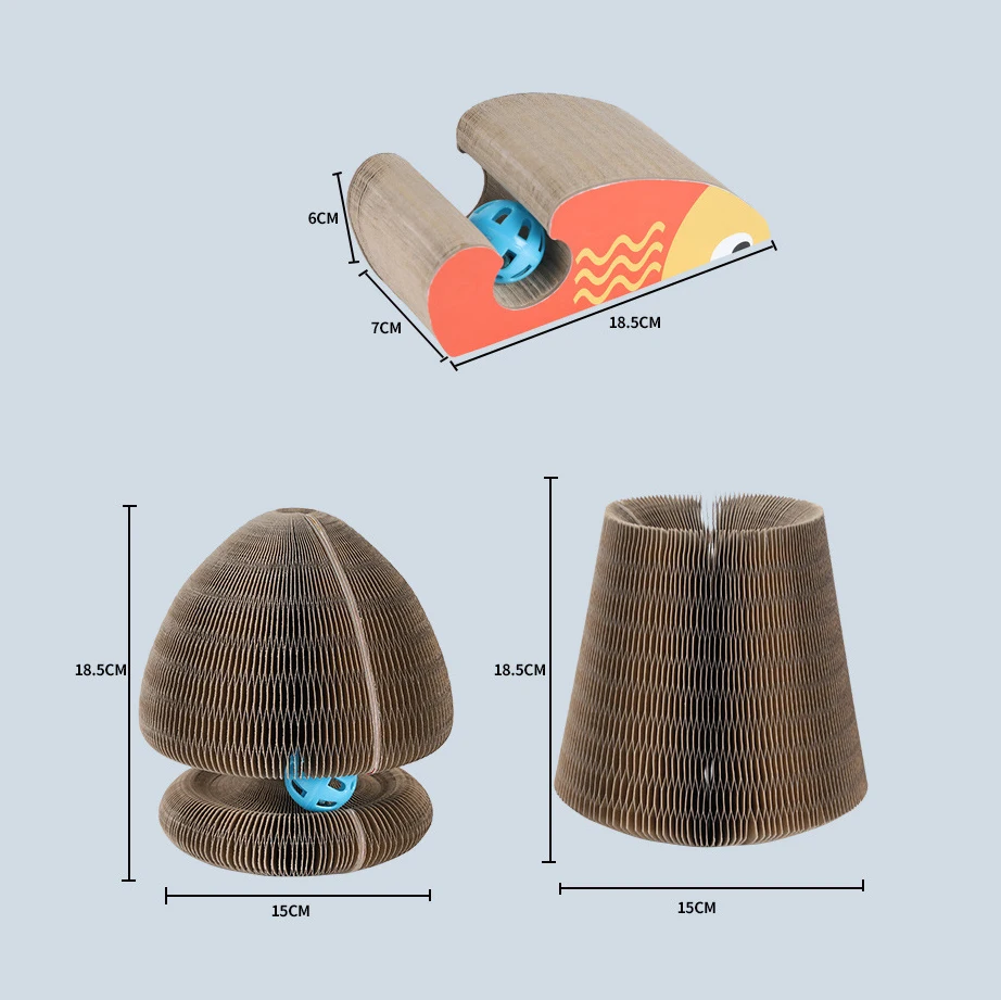 OEM Customized 2-in-1 Rectangle Arch Corrugated Cardboard Interactive Toy Cat Scratcher Lounge Bed Playing Made Durable Paper