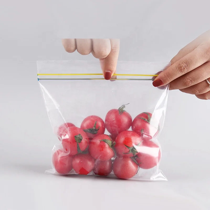 Clear double seal plastic bag low density polyethylene pe food grade zip lock ziplock packaging bags for vegetables