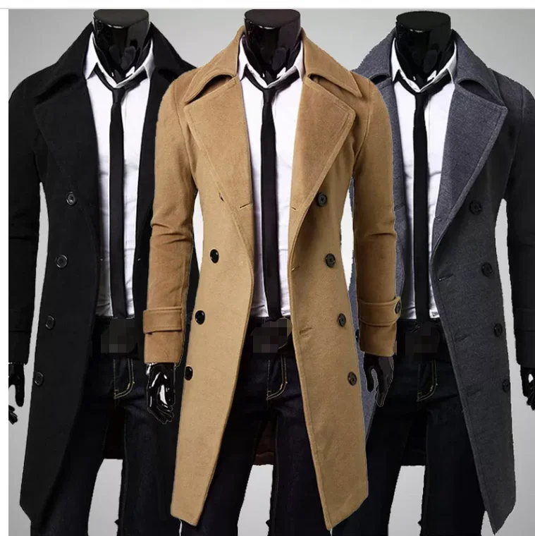 ShowMe New Winter plus size Long Coats Casual Woolen Turn Collar Long Overcoats Business Wool Trench Coats Men Down jacket
