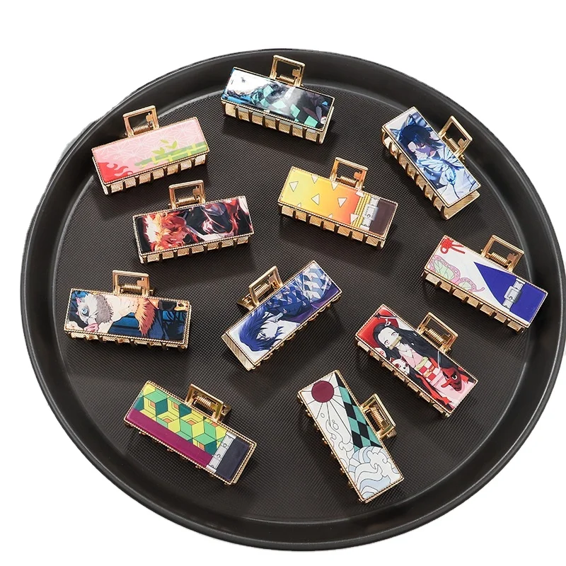 Demon Slayer Kamado Tanjirou Head Horsetail Clip Hair Accessories Japanese Anime Cartoon Character Kamado Nezuko Hairclip Metal