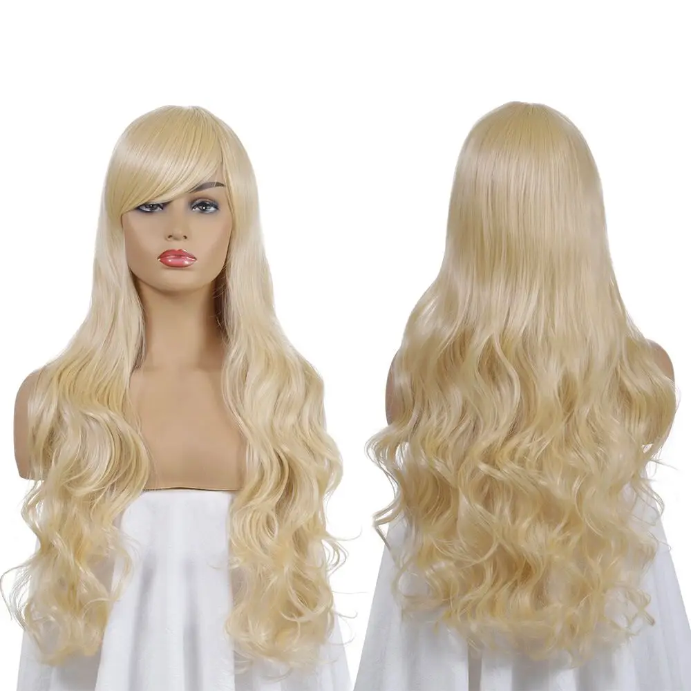 
Wholesale Cheap Hair Wigs Anime Cos Wig with Bangs 80cm Body Wave Long Curly Hair Cosplay Synthetic Hair Wigs 