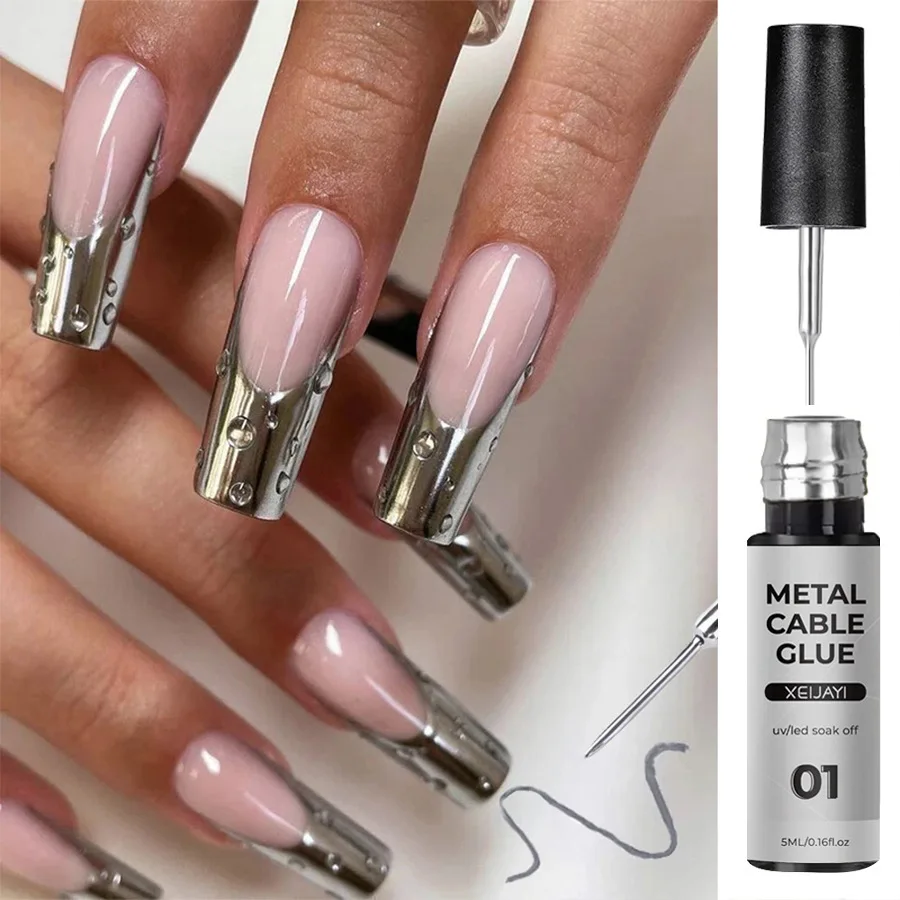 Nail Polish Rose Gold Silver Super Bright Chrome 5ml Metallic Liner Painting Mirror Effect Drawing French Gel Nail Art Varnish