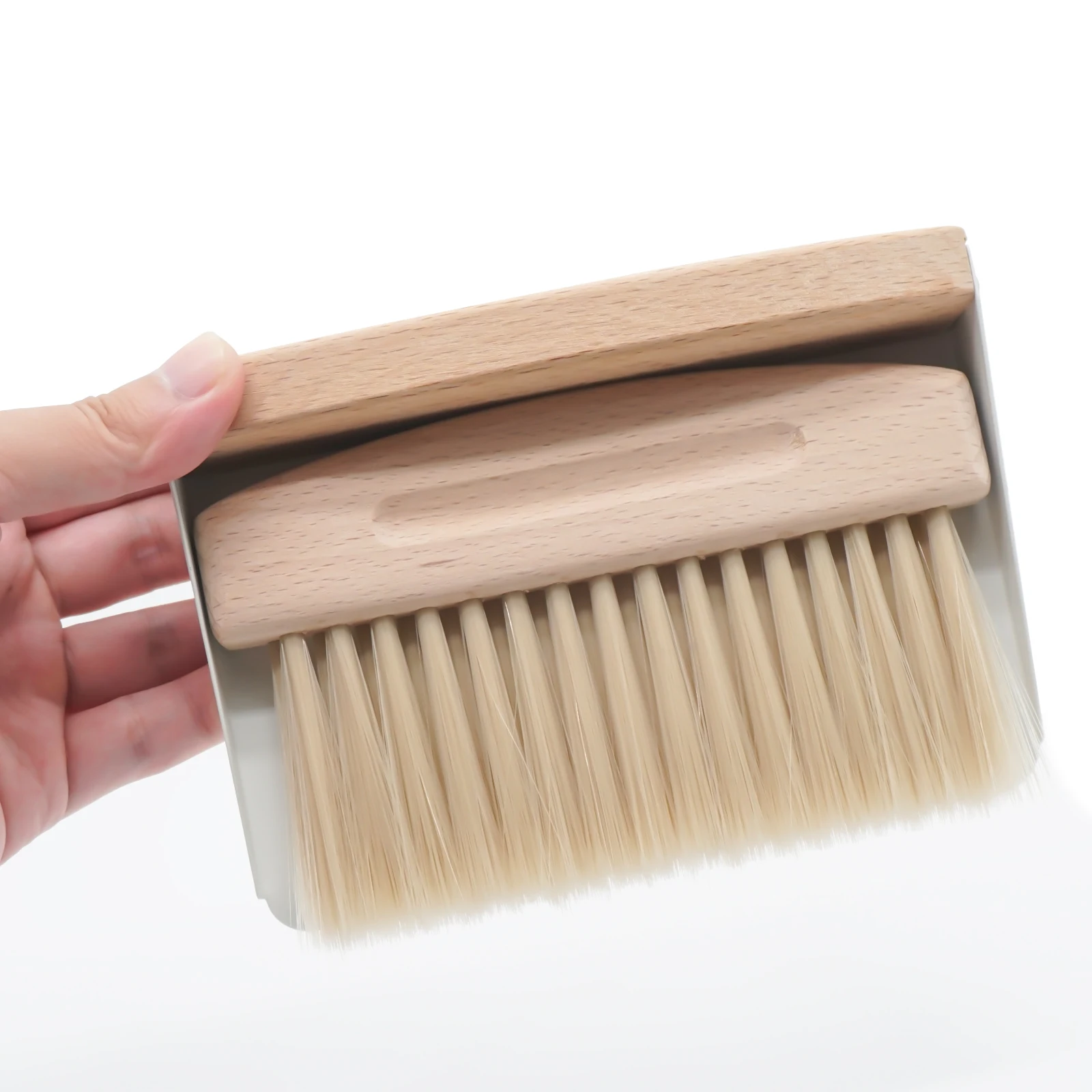 Mini Metal Dustpan and Brush Set for Sweeping Crumbs Fireplace, Natural Table Sweeper Combo (Black)
