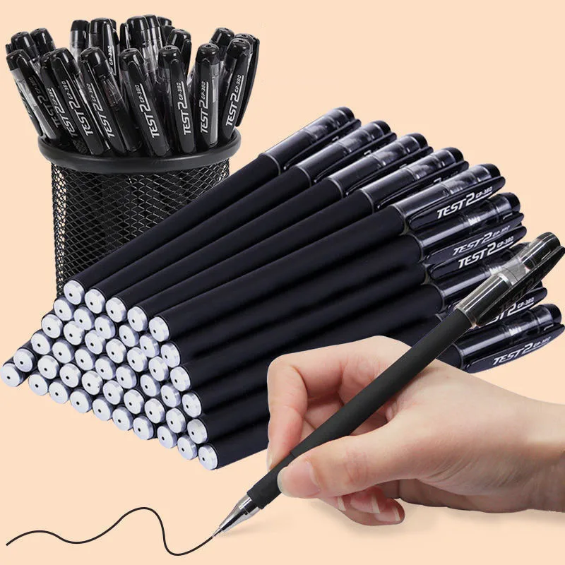 10 Pcs/set Black Neutral Pen Student Exam Office Signature Black Pen Cute Stationery Supplies Gel Pen
