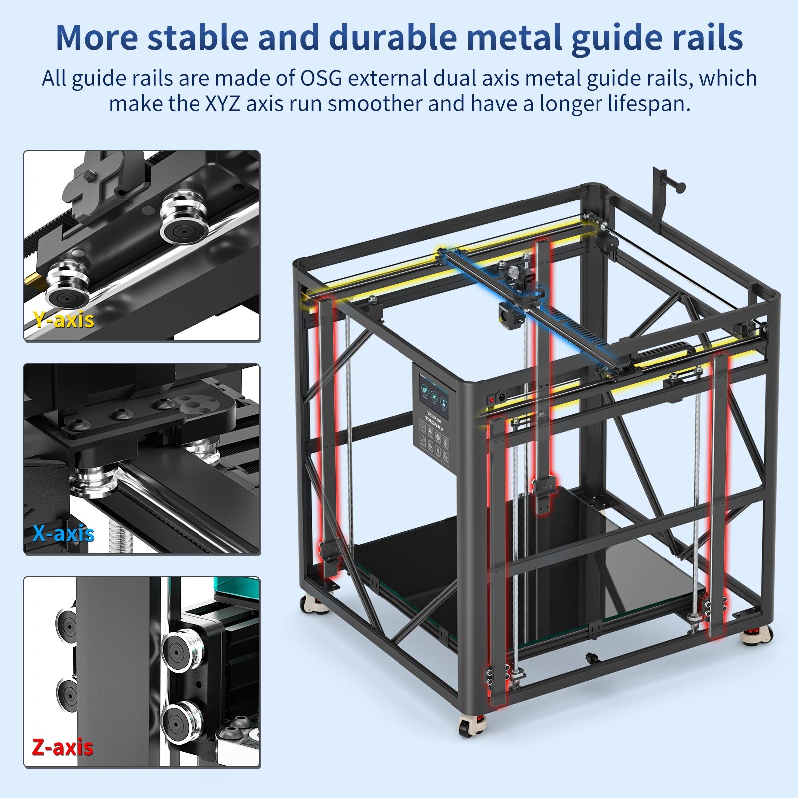 VEHO 800 Top sale auto leveling impresora 3d printing machine Dual extruder metal guide axis for large size 3d printing