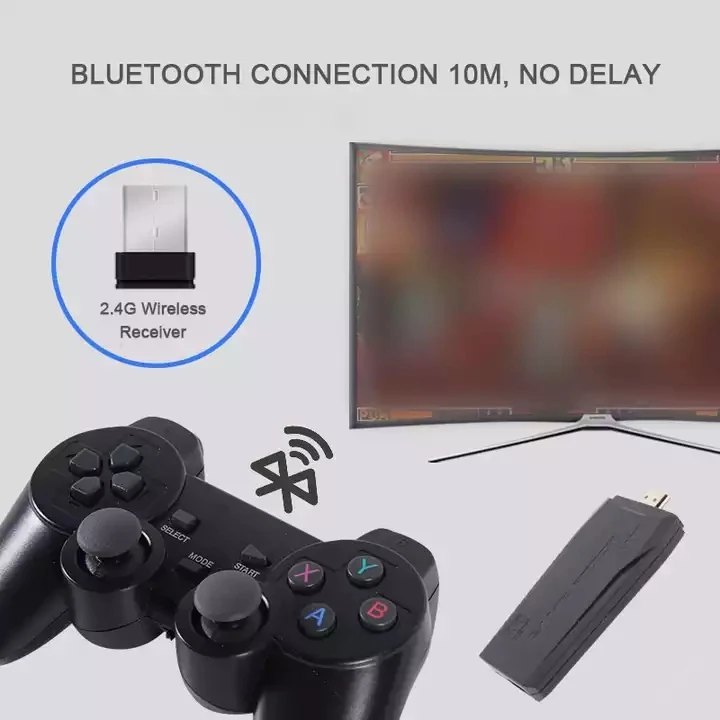 Newest Retro 32g 64g 2.4g Wireless Gamepad Controller 4k Hd Game Tv Dongle With Gamepad Built-in 3500 Games M8 Game Console