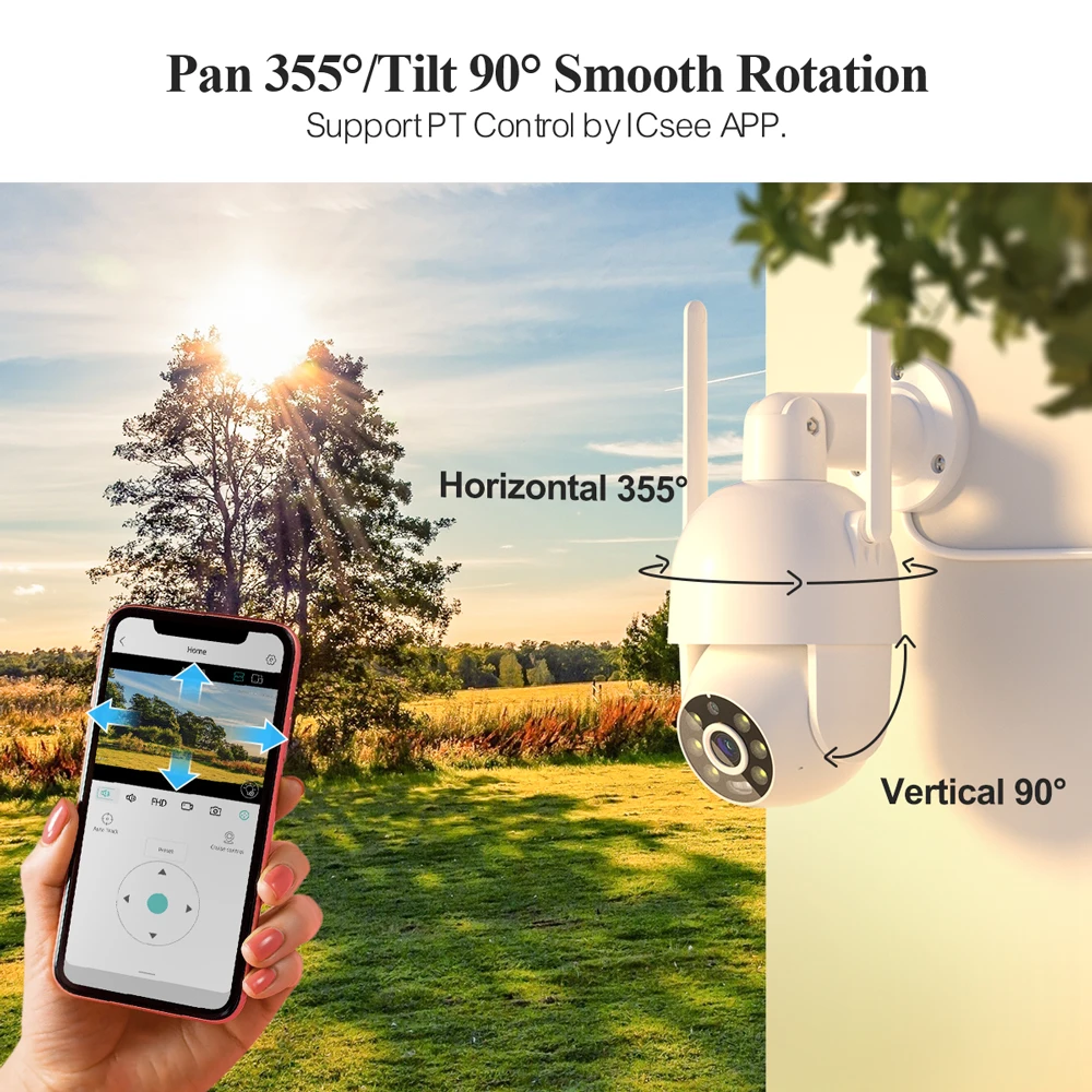8Mp открытый Ptz Wi-Fi ip-камера Беспроводная система видеонаблюдения камера Cctv Ai отслеживания 4K