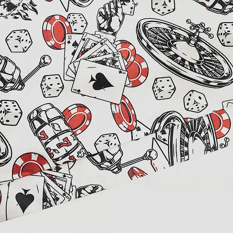 YH8-5823 Casino SO Cool American Style White Color Lining Polyester Soft Satin Digital Printed linings fabrics
