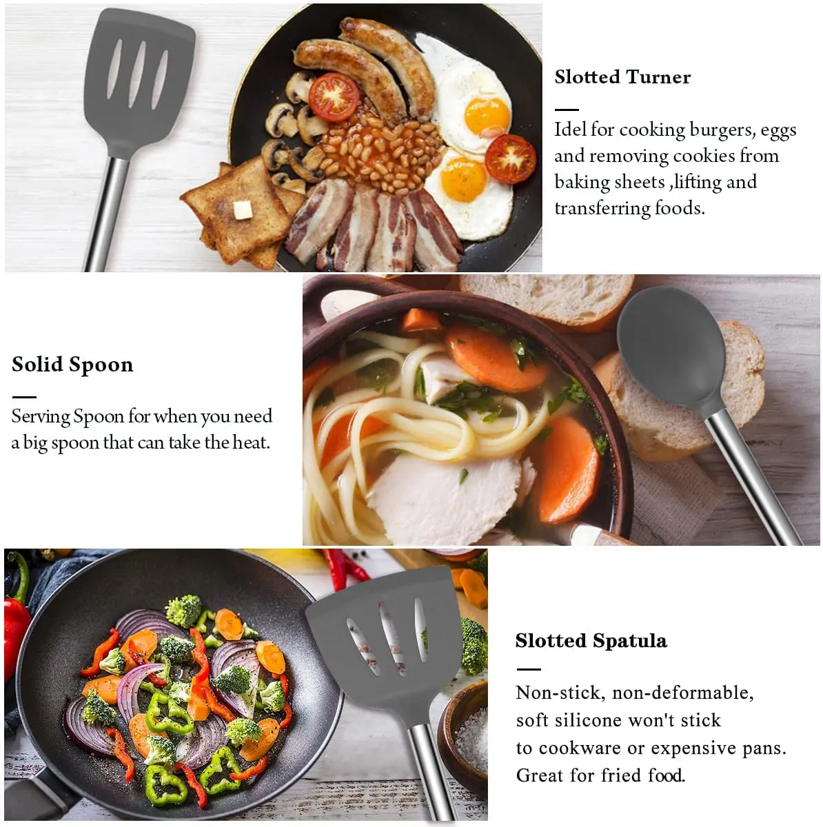 Wholesale Non Stick Kitchen Gadgets Silicone Kitchen Utensils with Skimmer Turner Spatula Kitchenware