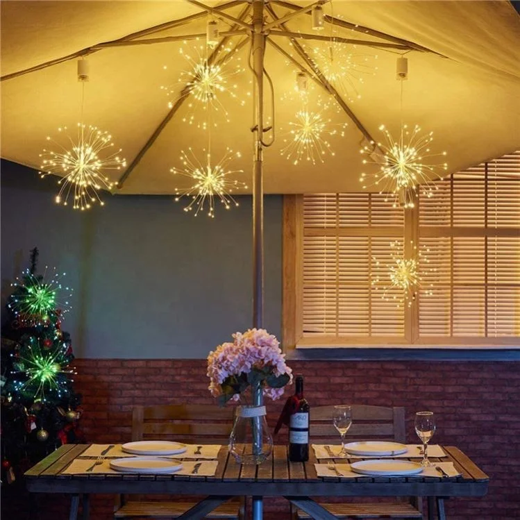 LED Firework Festival Hanging Starburst String DIY Copper Fairy Garland Christmas Outdoor Twinkle Light
