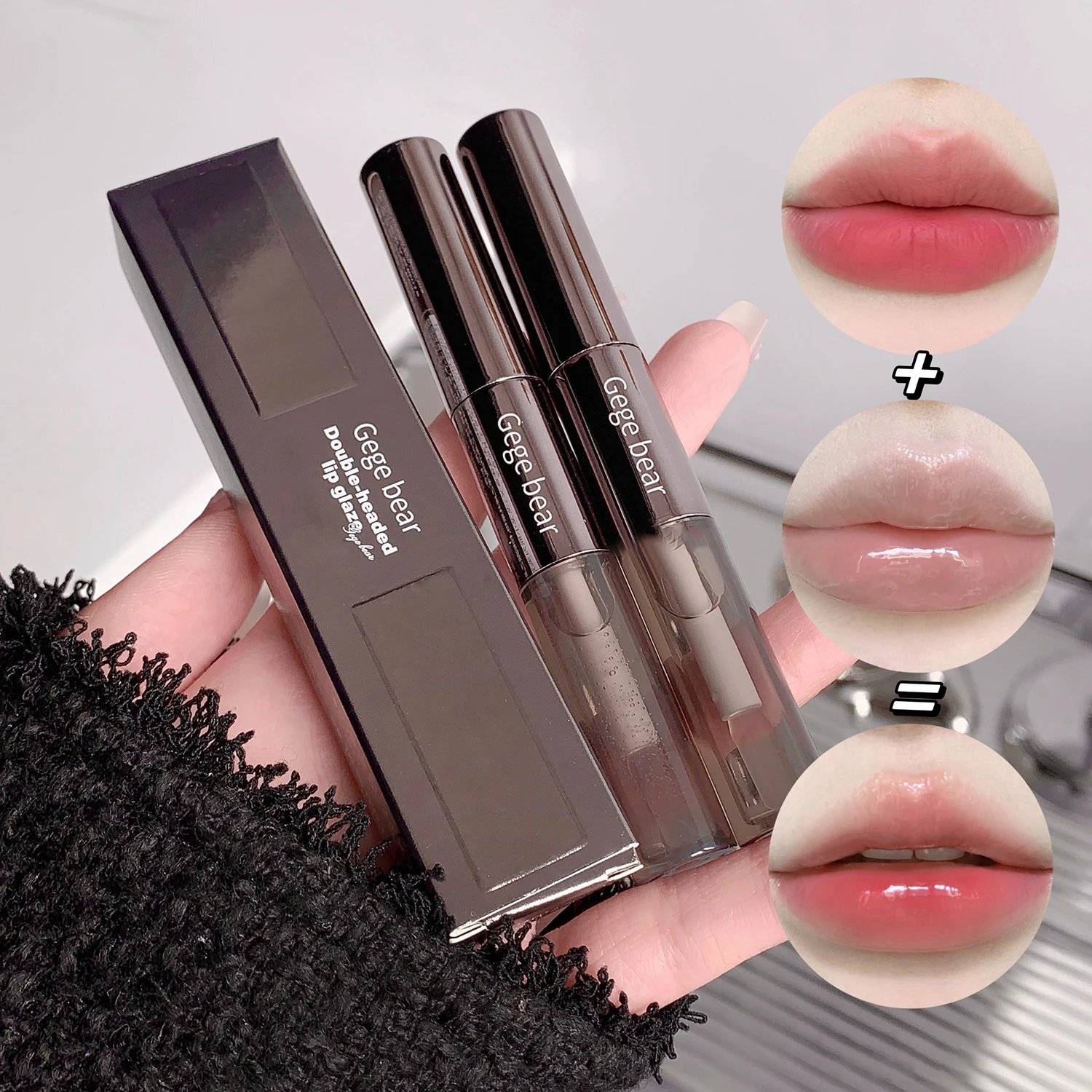 New Arrival Double-Headed Lip Glaze Mirror Water Gloss GEGE BEAR Moisturizing Plump Lips Not Easy To Fade Cute Lip Gloss