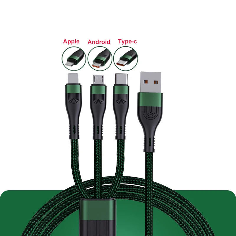 Новая мода 3 в 1 взаимный обмен данными между компьютером и периферийными устройствами супер зарядное устройство кабель 6a 66W кабель для передачи данных Type-c полная совместимость для мобильного телефона