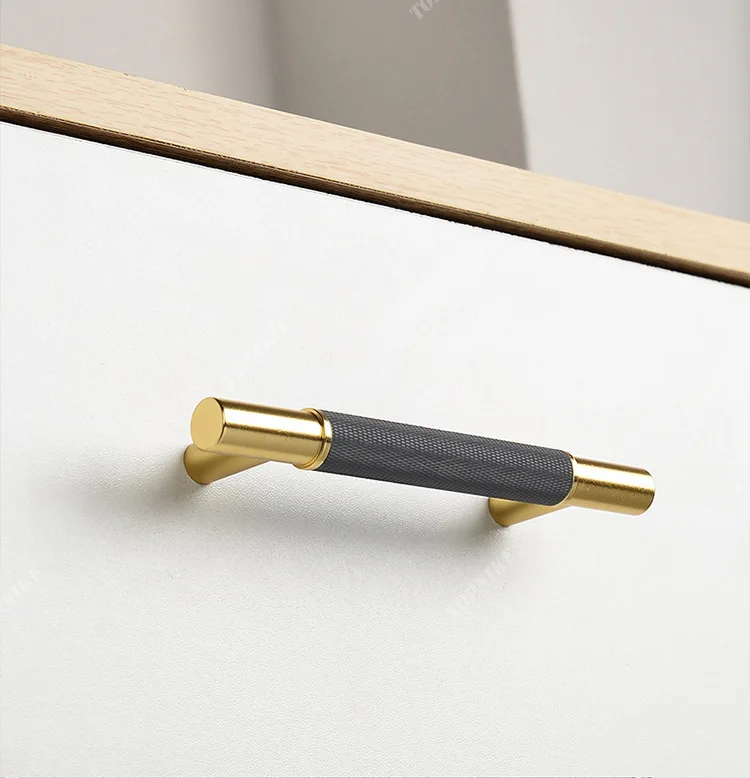 Luxury Knurled Handles Aluminium T Bar Handles Wardrobe Door Pulls Kitchen Cabinet Drawer Pulls Decoration Handles