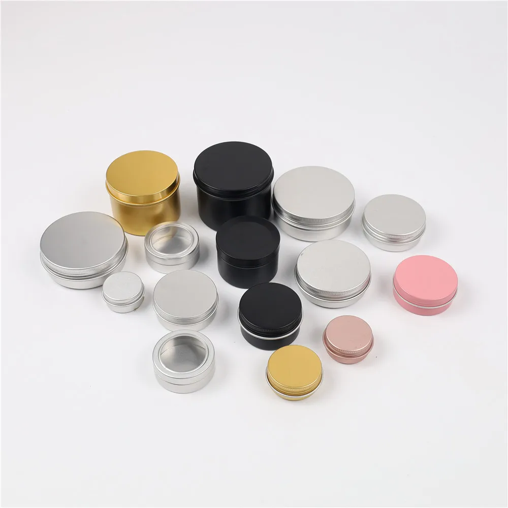 Customized round matte black color 20g 30g 60g silver pink gold metal aluminum tin for saffron