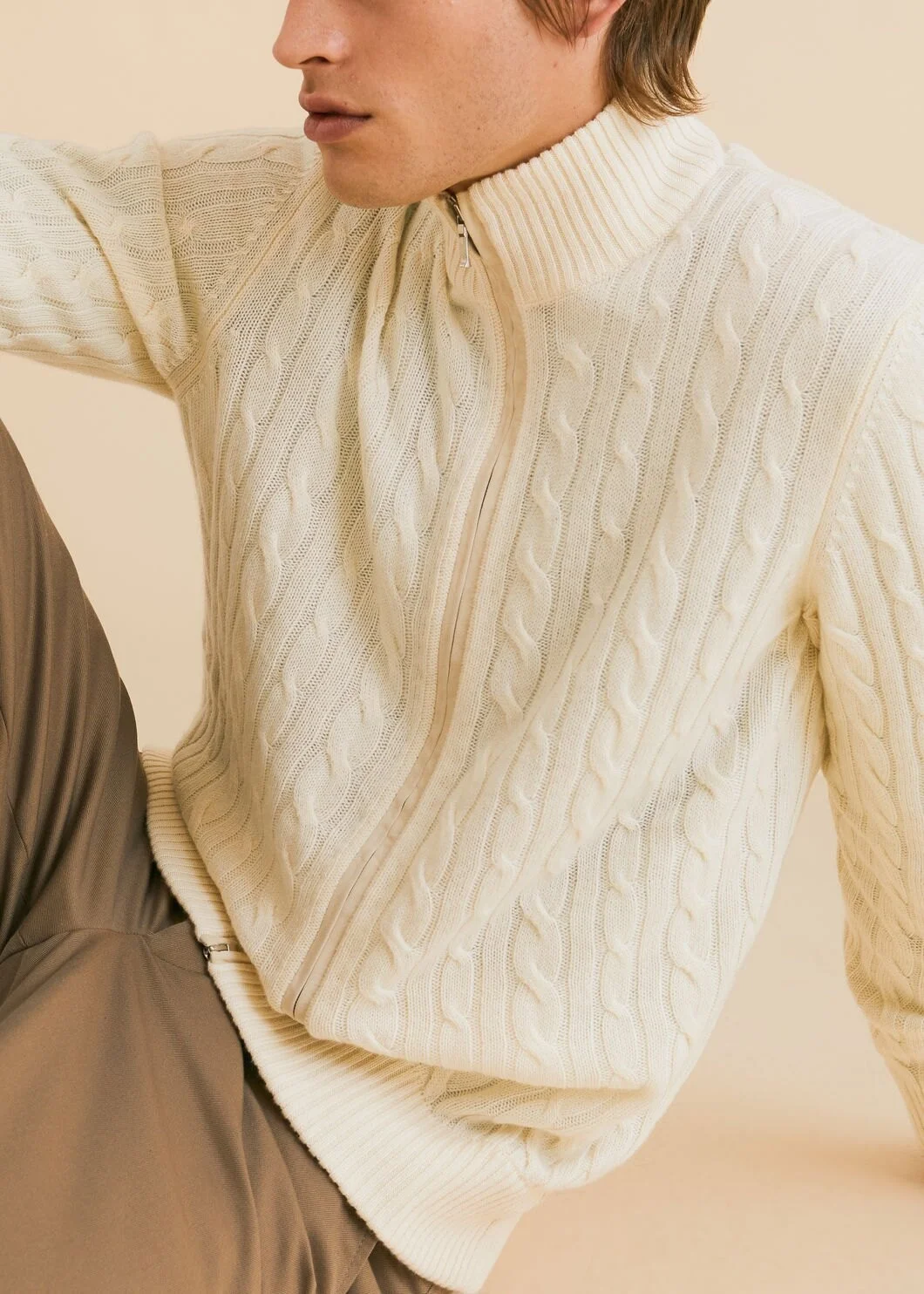 Ribbed Casual Jacket Cashmere Plus Size Custom Cardigan Cashmere Knit Men Sweater Zipper Manufacturer Quality Soft 100% Pure