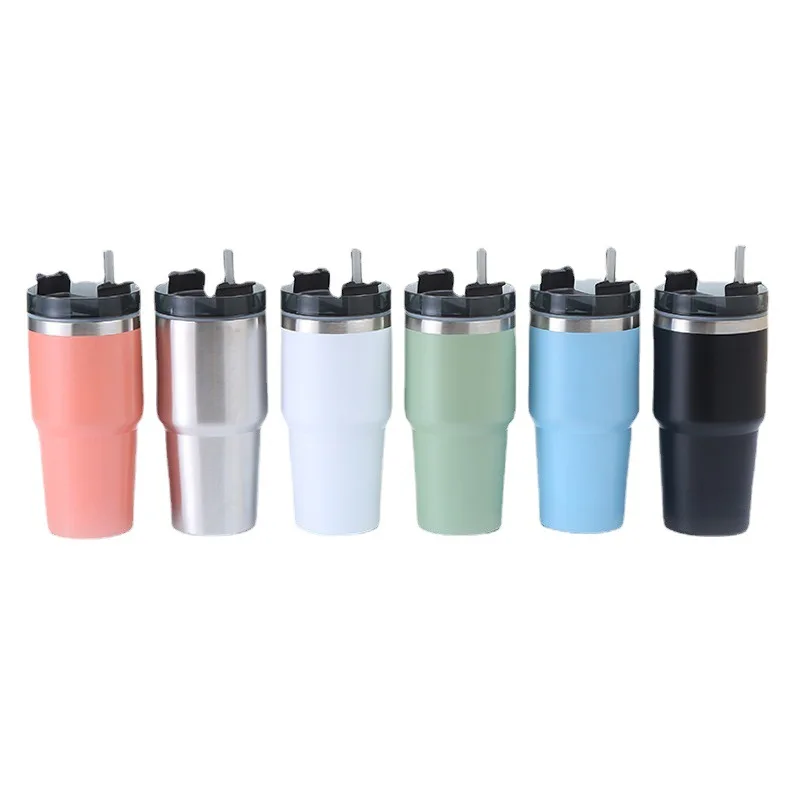 Business Simple Vehicle 20oz Car Cup Ice Blaster Cup Vacuum Portable Stainless Steel Tumbler Sippy Cup with Straw for Kids