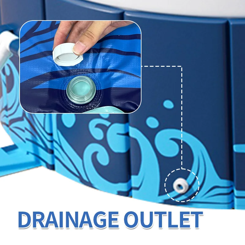 Foldable pool with blue graphic design New model available Family swimming pool Above ground removable portable pool