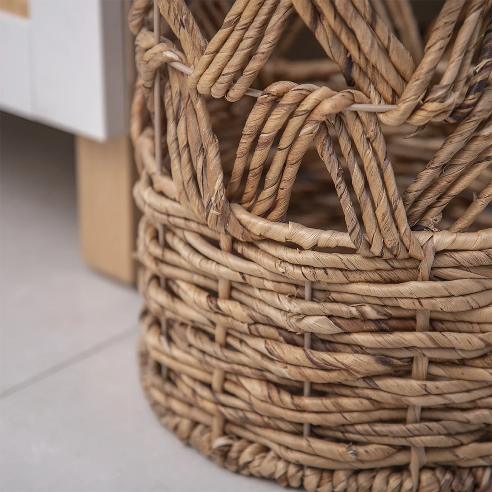 Hot-selling Water Hyacinth Paper Rope Hand-woven Storage Basket Household