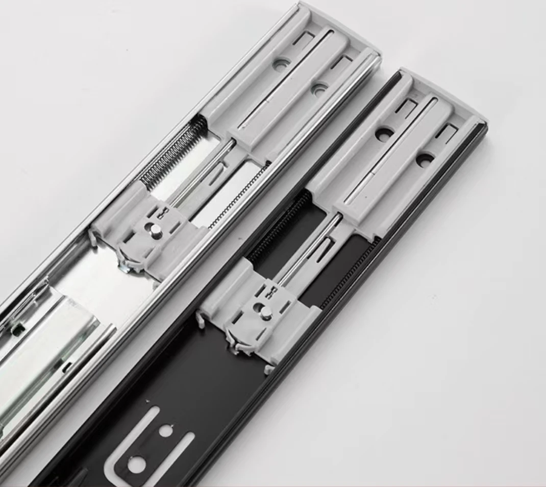 Heavy-duty drawer slide cold-rolled steel thickened drawer slide cushioned damped rail coat cabinet ball slide